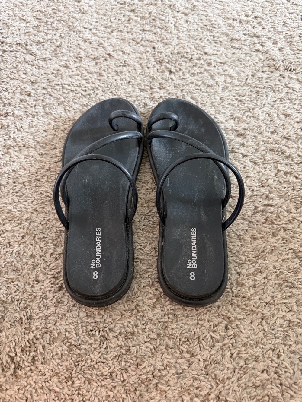 No Boundaries Black Double-Strap Slide Sandals
